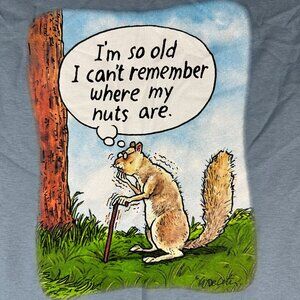 Gildan Ultra Cotton Mens Cartoon Squirrel Graphic T-Shirt Light Blue Size L